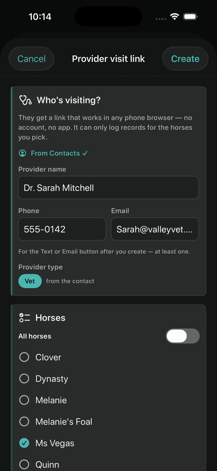 Inviting a vet with a link