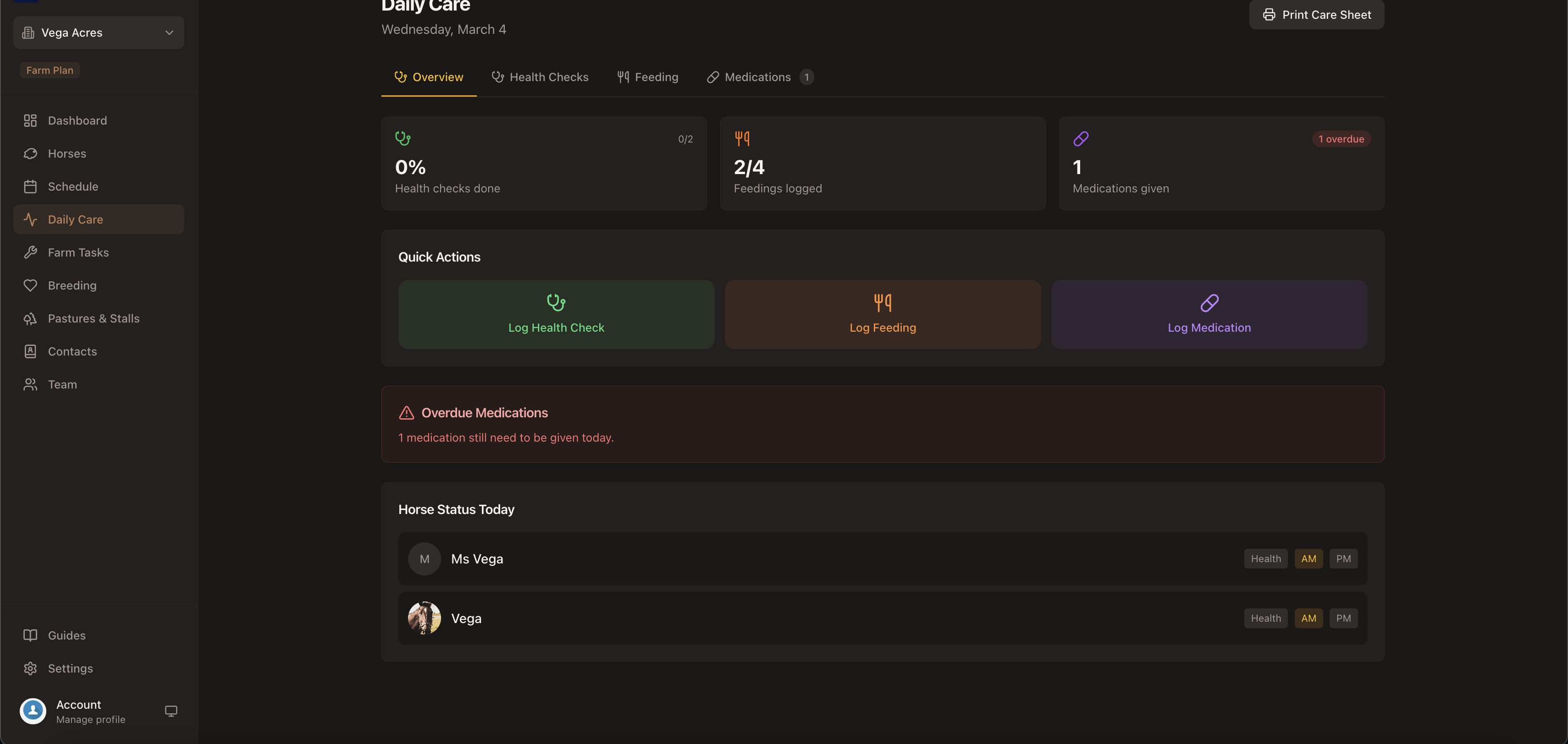 BarnKeep daily care log