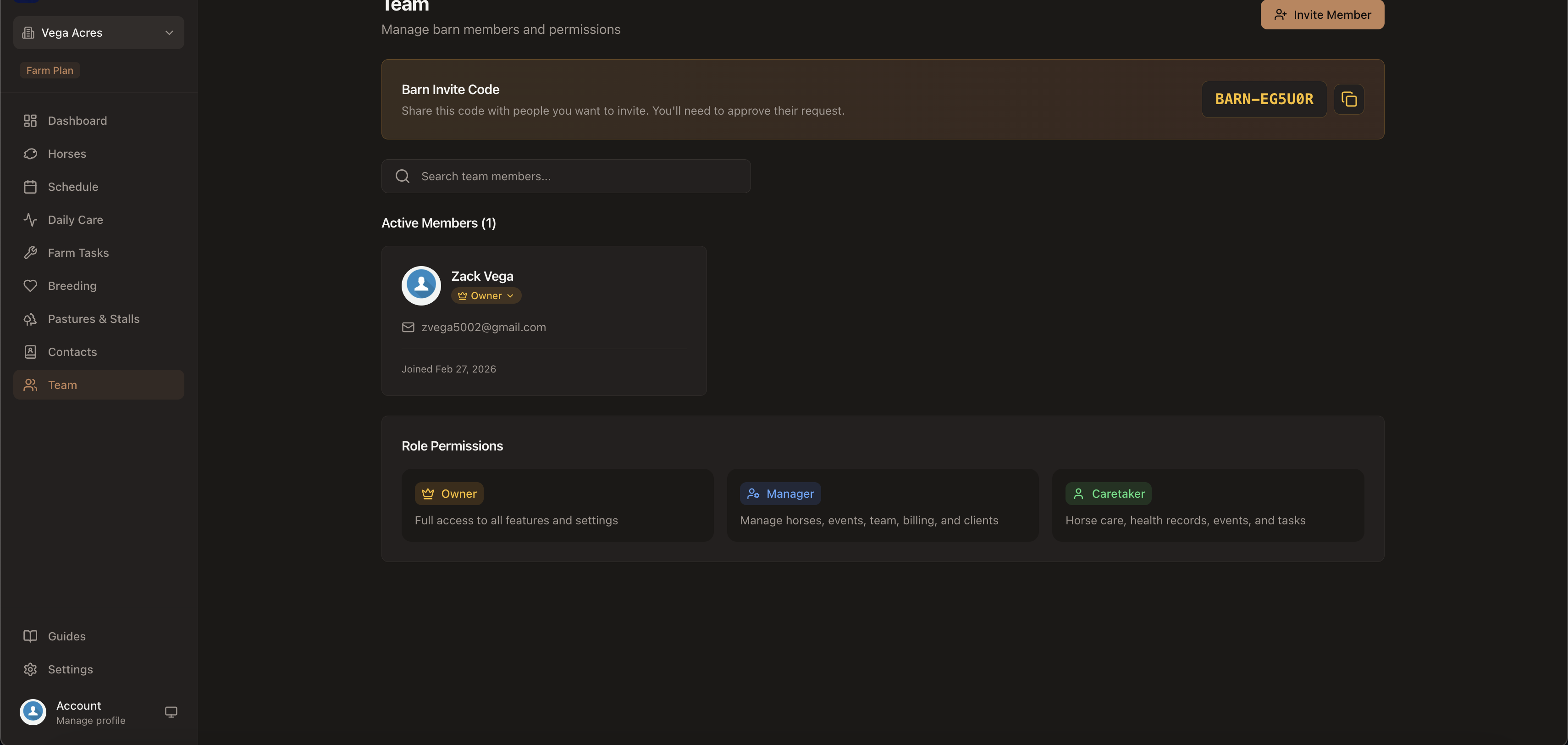 BarnKeep team management